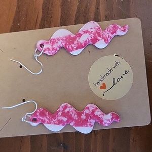 Earrings, pink, white, silver